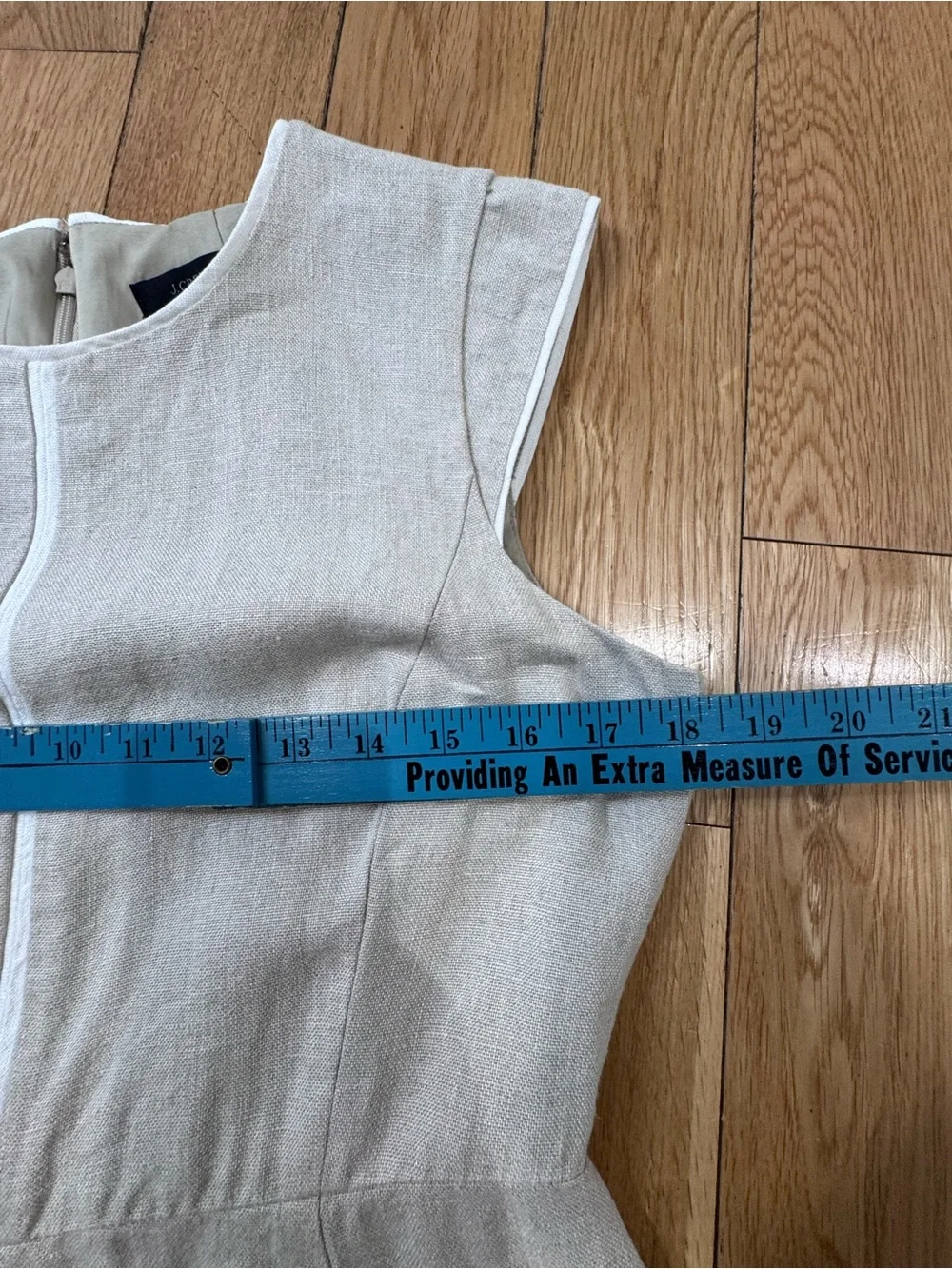 J. Crew Linen Sheath Dress Beige with White Trim
